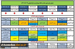 جدول زمانبندی حذف و اضافه 032