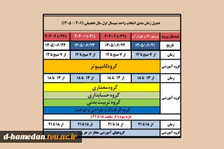 زمانبندی انتخاب واحد مهر 1405